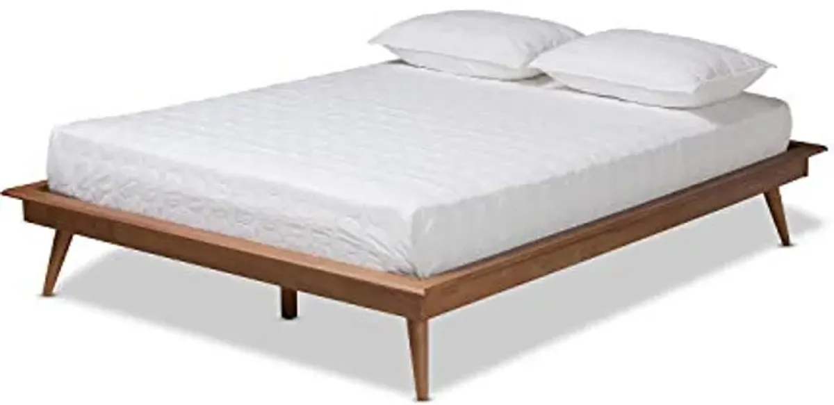 Baxton Studio Karine Mid-Century Modern Walnut Brown Finished Wood King Size Platform Bed Frame