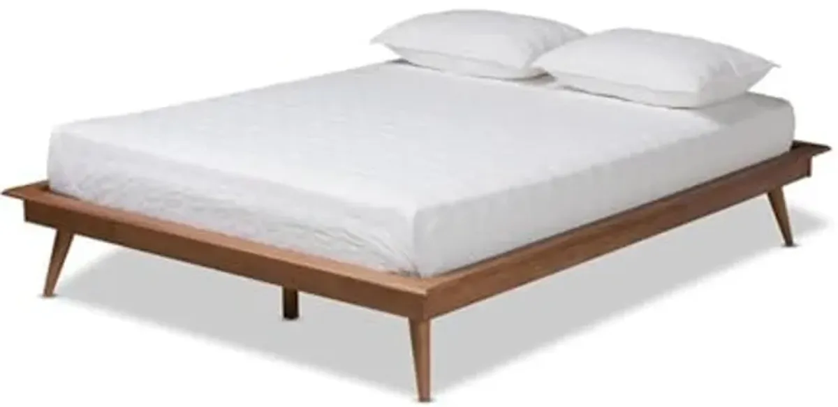 Baxton Studio Karine Mid-Century Modern Walnut Brown Finished Wood King Size Platform Bed Frame