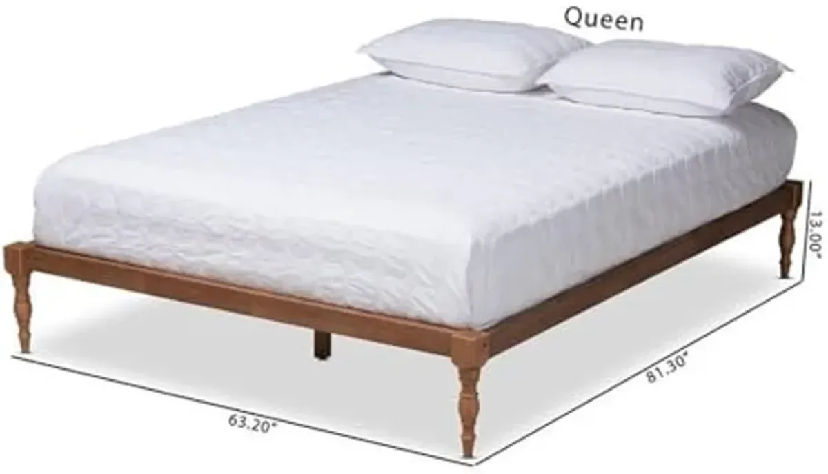 Baxton Studio Iseline Contemporary Wood Queen Platform Bed in Walnut Brown