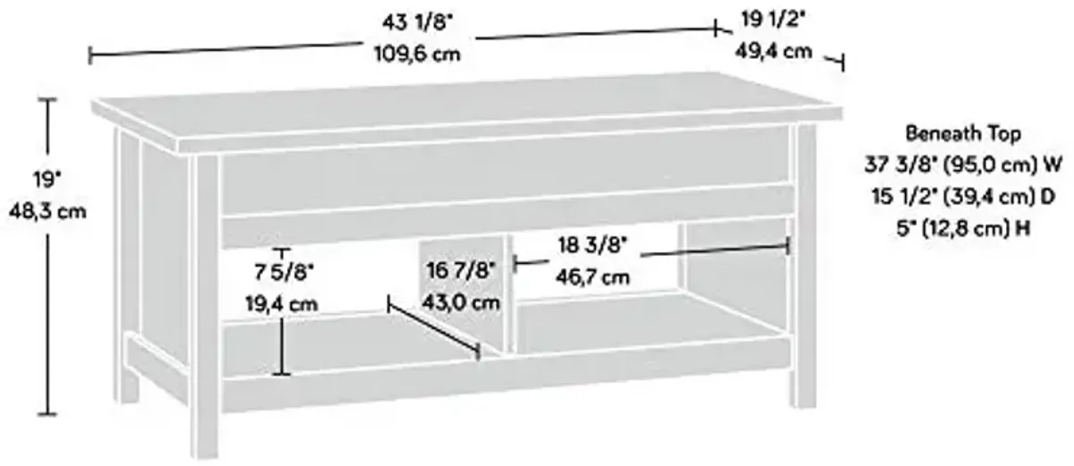Sauder Cannery Bridge Lift Top Storage Coffe Table for Living Room, in Sindoori Mango