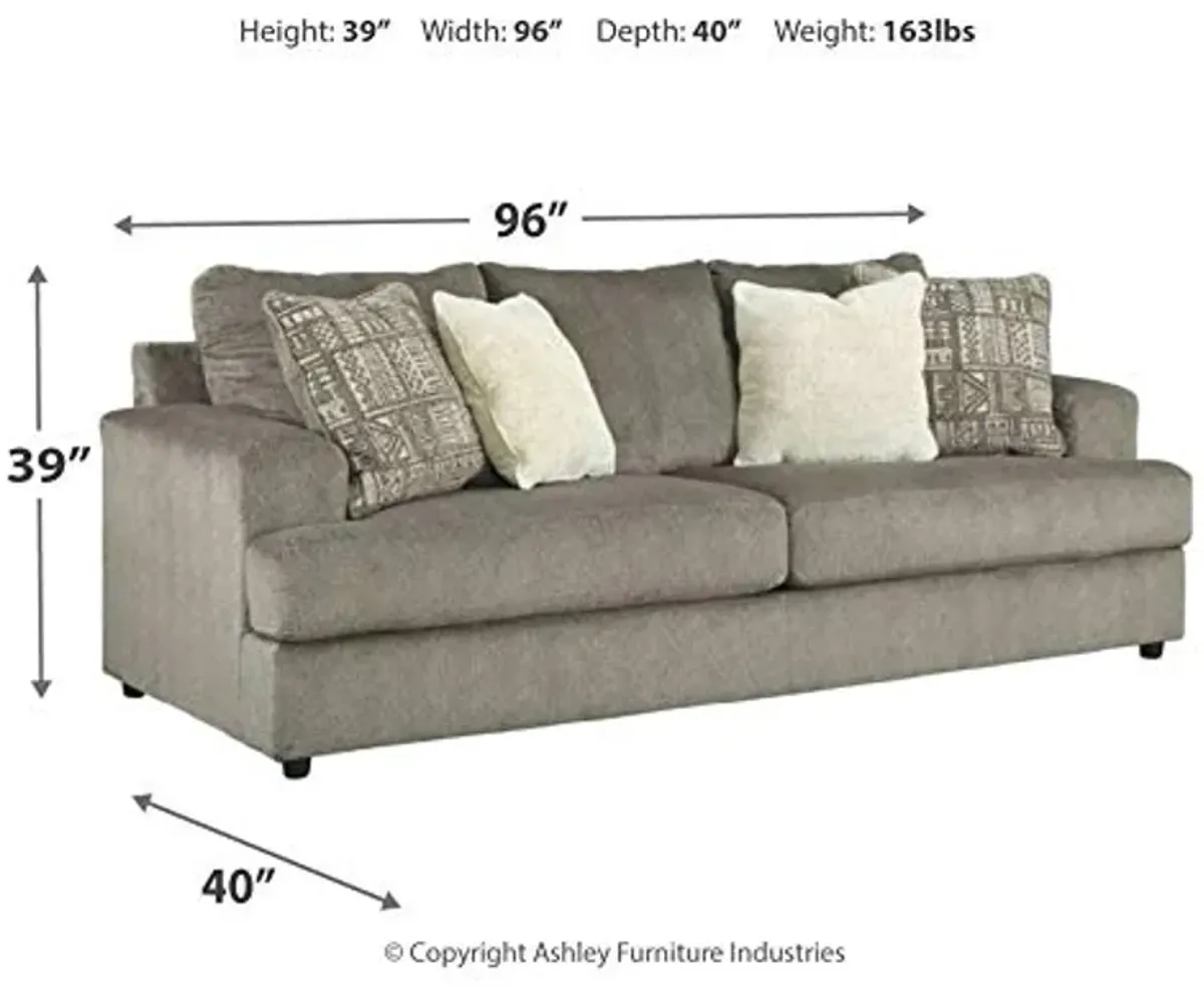 Signature Design by Ashley Soletren Contemporary Chenille Sofa with 4 Accent Pillows, Gray