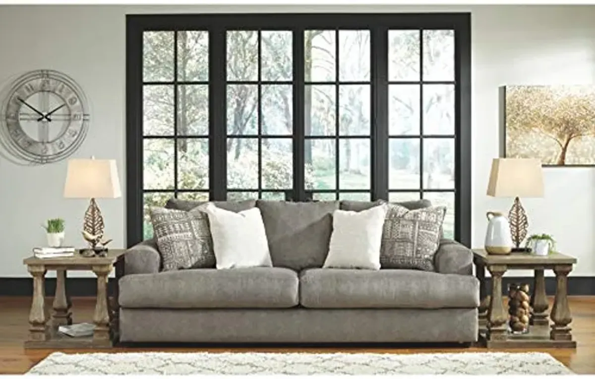 Signature Design by Ashley Soletren Contemporary Chenille Sofa with 4 Accent Pillows, Gray