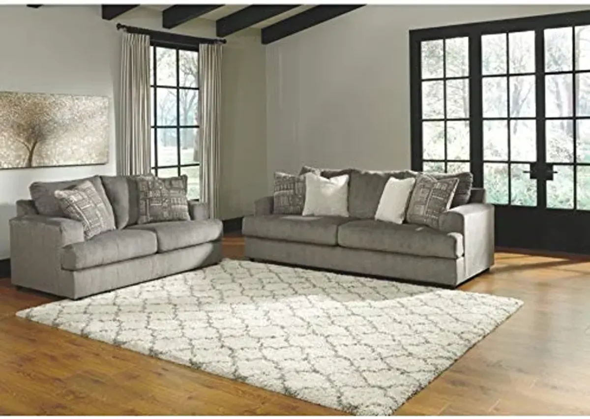 Signature Design by Ashley Soletren Contemporary Chenille Sofa with 4 Accent Pillows, Gray