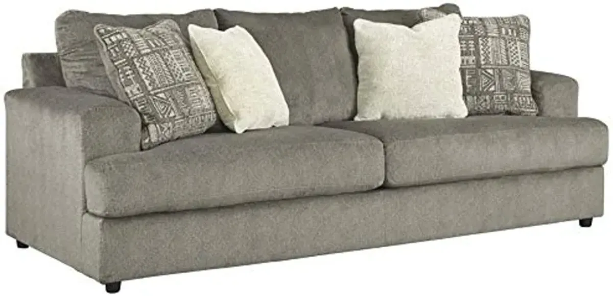 Signature Design by Ashley Soletren Contemporary Chenille Sofa with 4 Accent Pillows, Gray