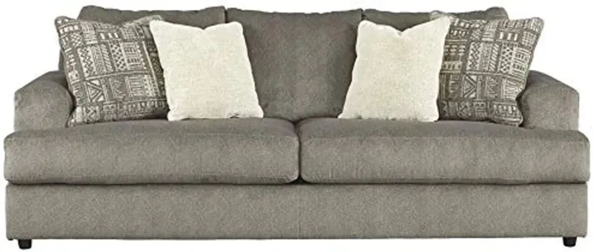 Signature Design by Ashley Soletren Contemporary Chenille Sofa with 4 Accent Pillows, Gray