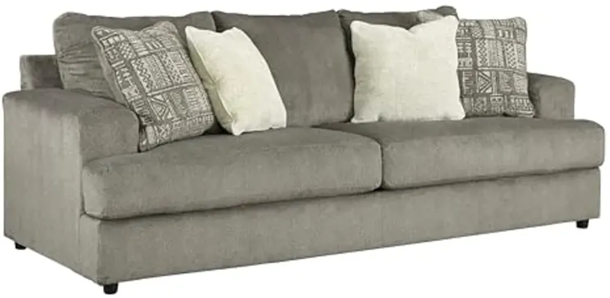 Signature Design by Ashley Soletren Contemporary Chenille Sofa with 4 Accent Pillows, Gray