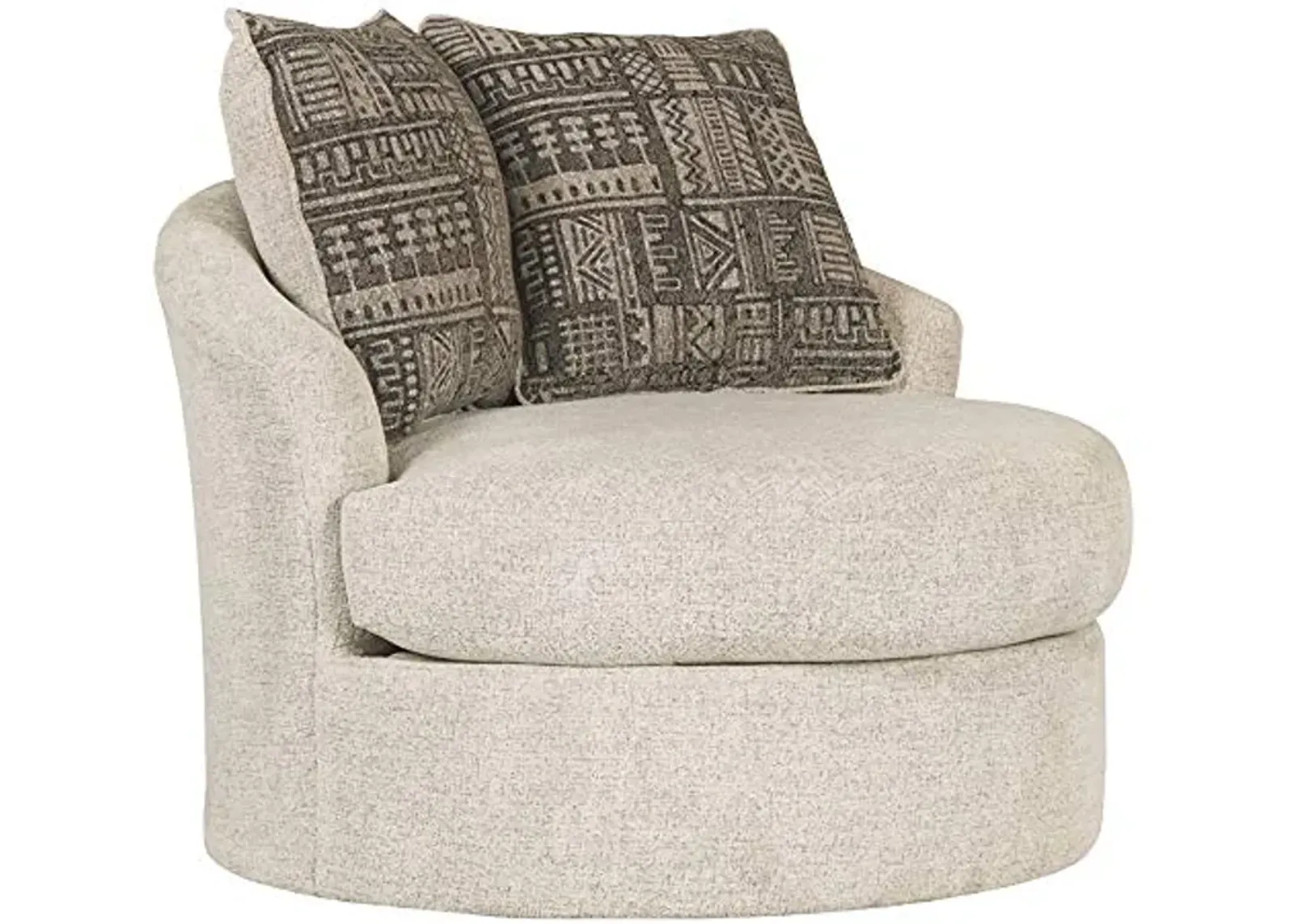 Signature Design by Ashley Soletren Contemporary Chenille 360-Degree Swivel Accent Chair, Off-White