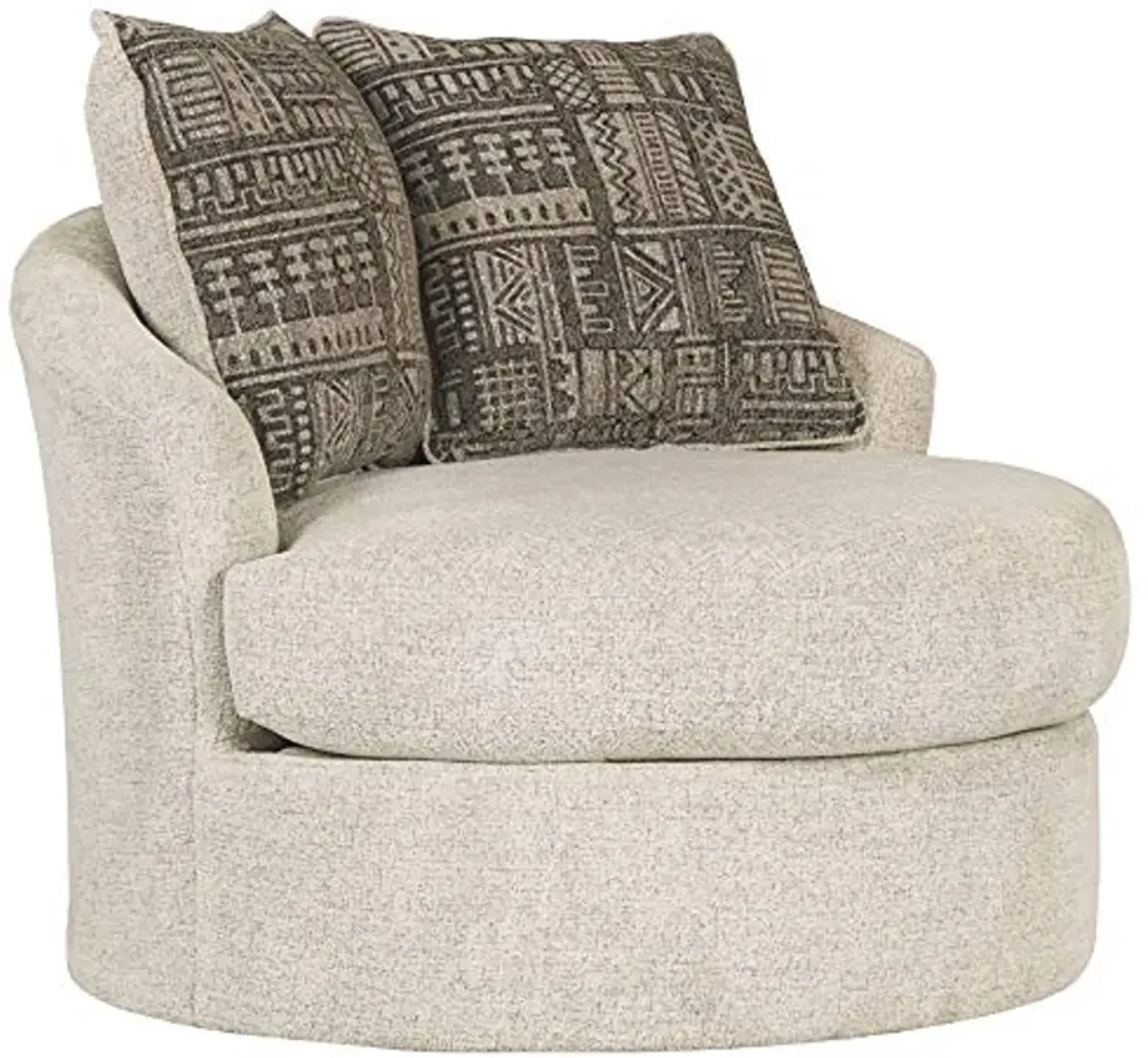 Signature Design by Ashley Soletren Contemporary Chenille 360-Degree Swivel Accent Chair, Off-White