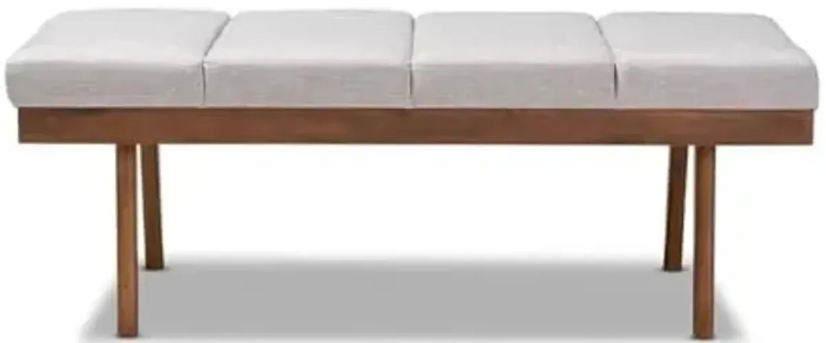 Baxton Studio Larisa Fabric Upholstered Wood Bench in Beige and Walnut Brown