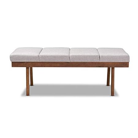 Baxton Studio Larisa Fabric Upholstered Wood Bench in Beige and Walnut Brown