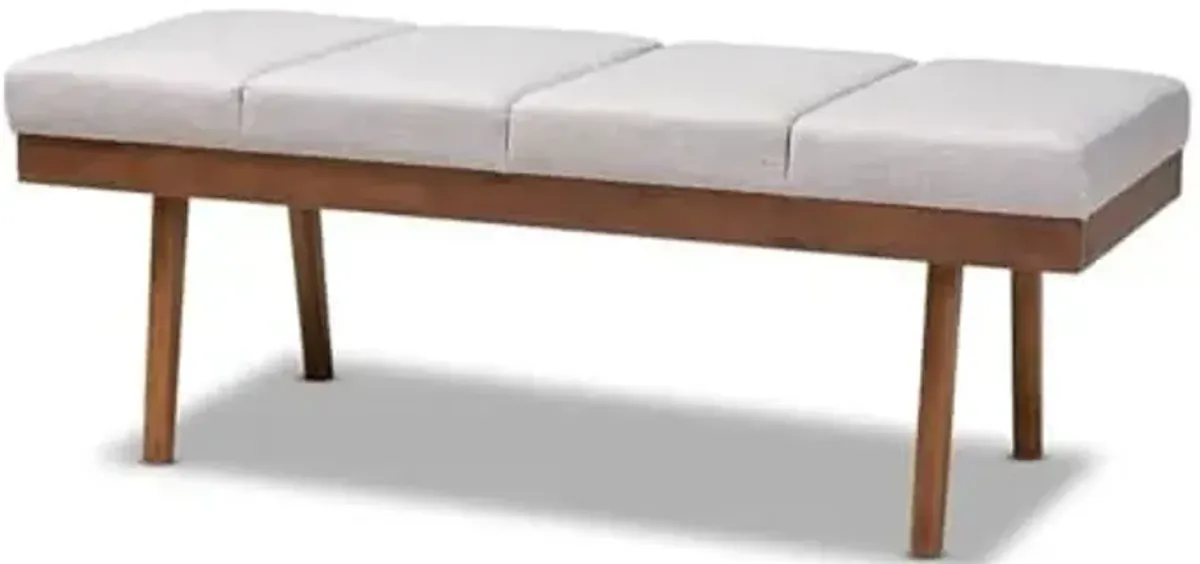 Baxton Studio Larisa Fabric Upholstered Wood Bench in Beige and Walnut Brown