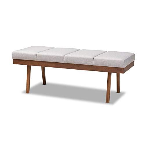 Baxton Studio Larisa Fabric Upholstered Wood Bench in Beige and Walnut Brown