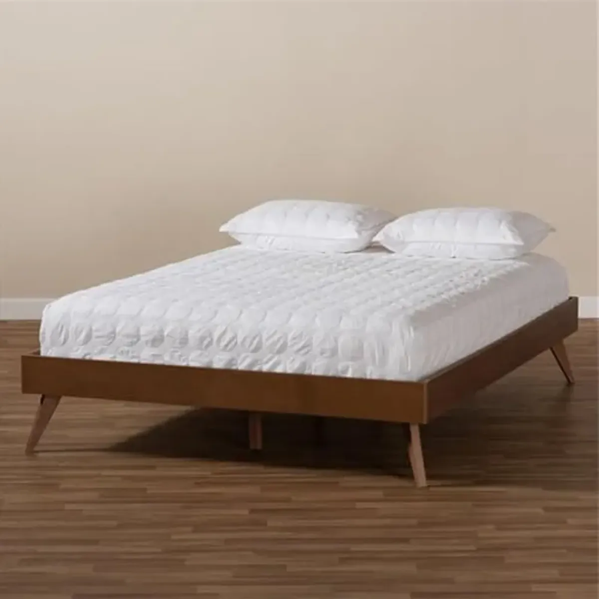 Baxton Studio Lissette Mid-Century Modern Walnut Brown Finished Wood Full Size Platform Bed Frame