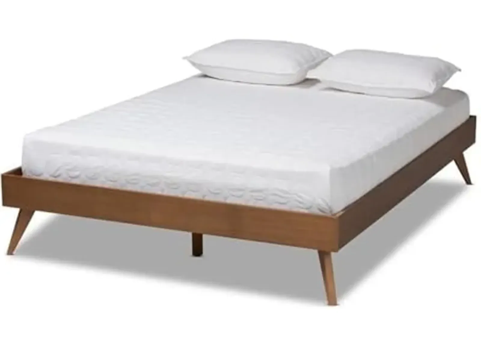 Baxton Studio Lissette Mid-Century Modern Walnut Brown Finished Wood Full Size Platform Bed Frame