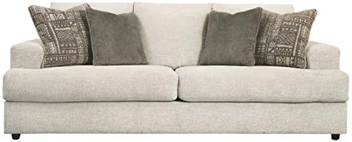 Signature Design by Ashley Soletren Contemporary Chenille Sofa with 4 Accent Pillows, Off-White