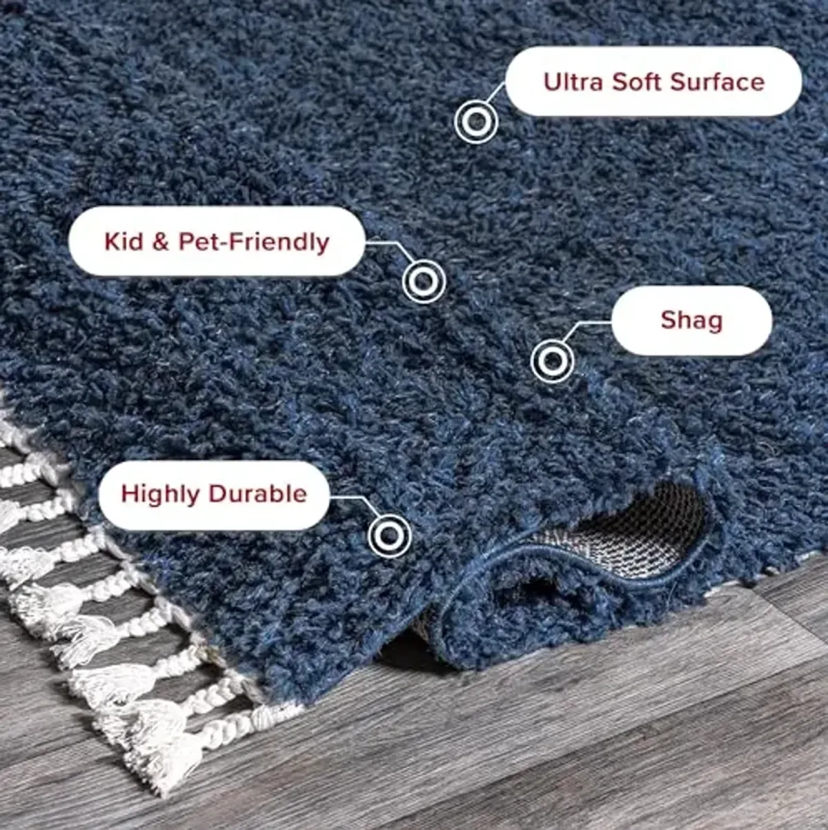 nuLOOM Neva Modern Tasseled Shag Area Rug, 7' 10" x 10' 10", Blue