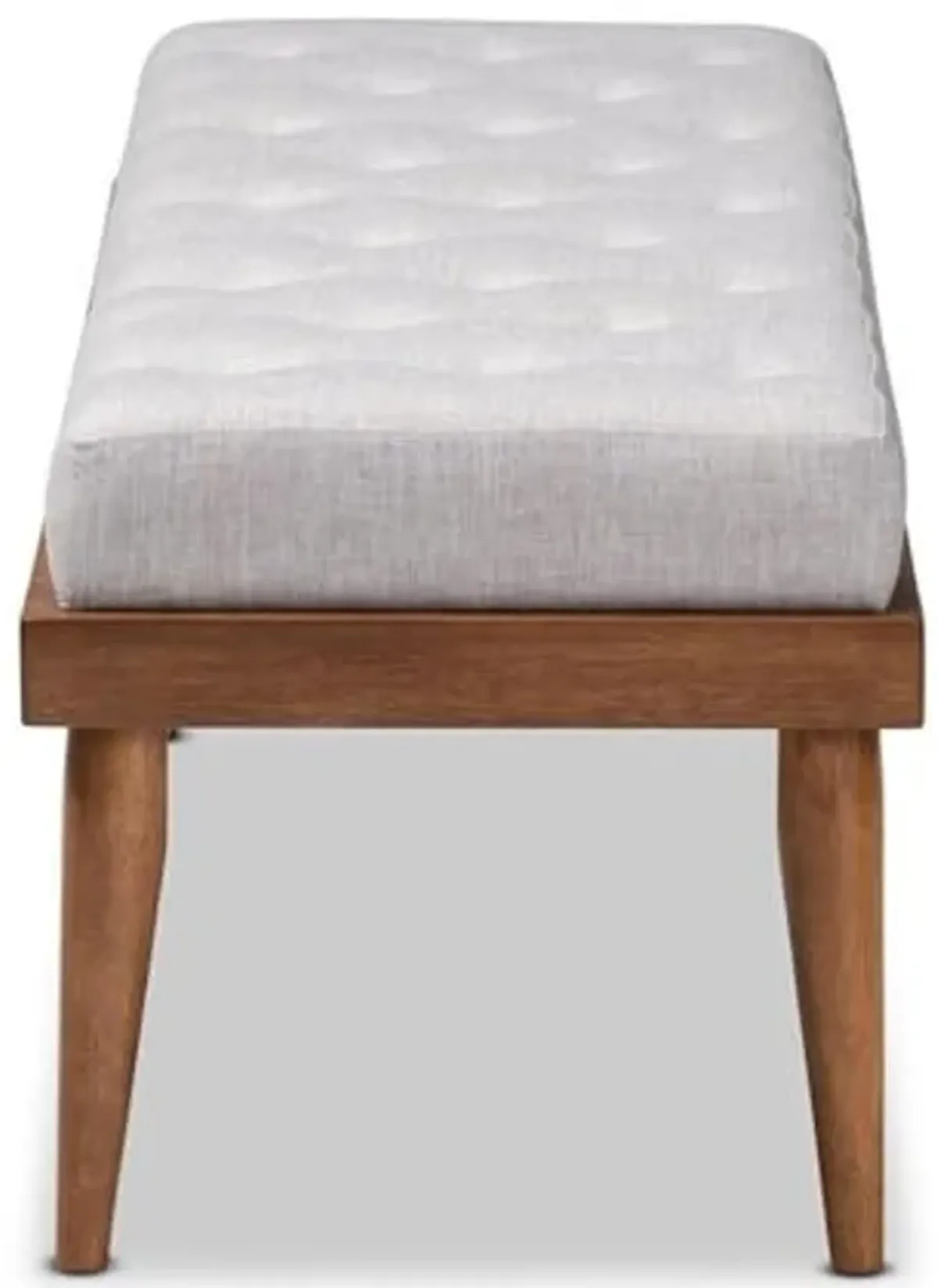 Baxton Studio Linus Mid-Century Upholstered Tufted Wood Bench in Light Gray