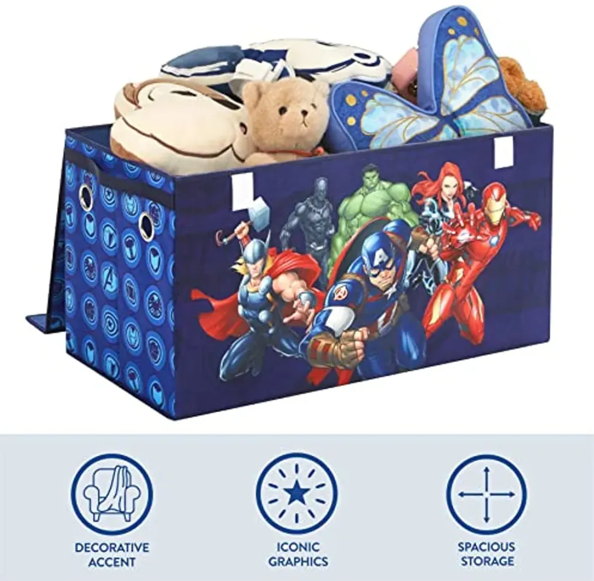 Idea Nuova Avengers Collapsible Children’s Toy Storage Trunk, Durable with Lid