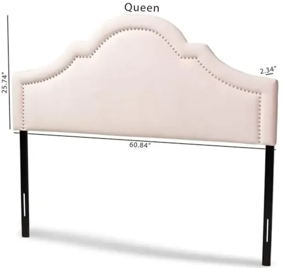 Baxton Studio Rita Velvet and Wood Queen Headboard in Light Pink