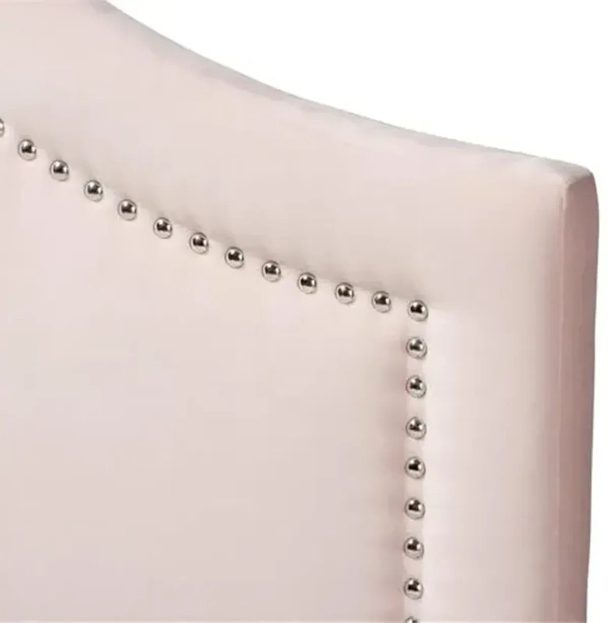 Baxton Studio Rita Velvet and Wood Queen Headboard in Light Pink