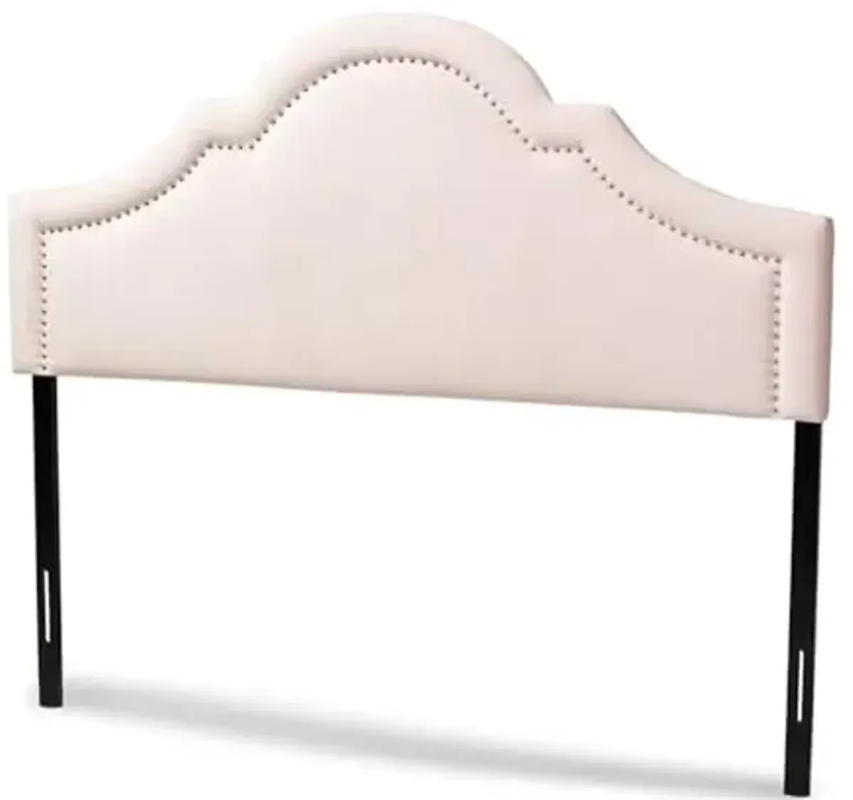 Baxton Studio Rita Velvet and Wood Queen Headboard in Light Pink