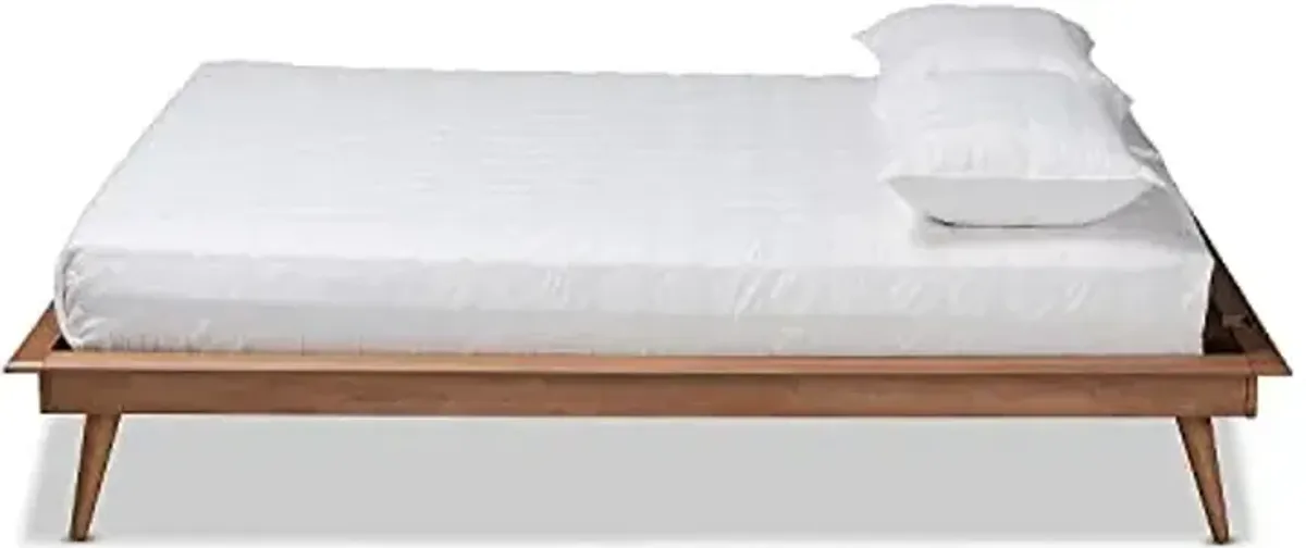 Baxton Studio Karine Mid-Century Modern Walnut Brown Finished Wood Queen Size Platform Bed Frame