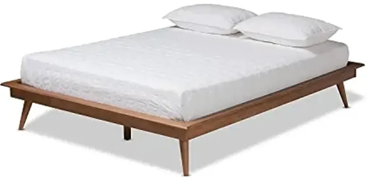 Baxton Studio Karine Mid-Century Modern Walnut Brown Finished Wood Queen Size Platform Bed Frame