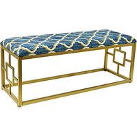 Urbanest 20-inch Tall Lauren Upholstered Metal Bench, Gold with Lustrous Lattice