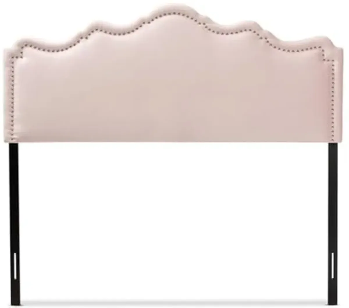 Baxton Studio Nadeen Modern and Contemporary Light Pink Velvet Fabric Upholstered Full Size Headboard