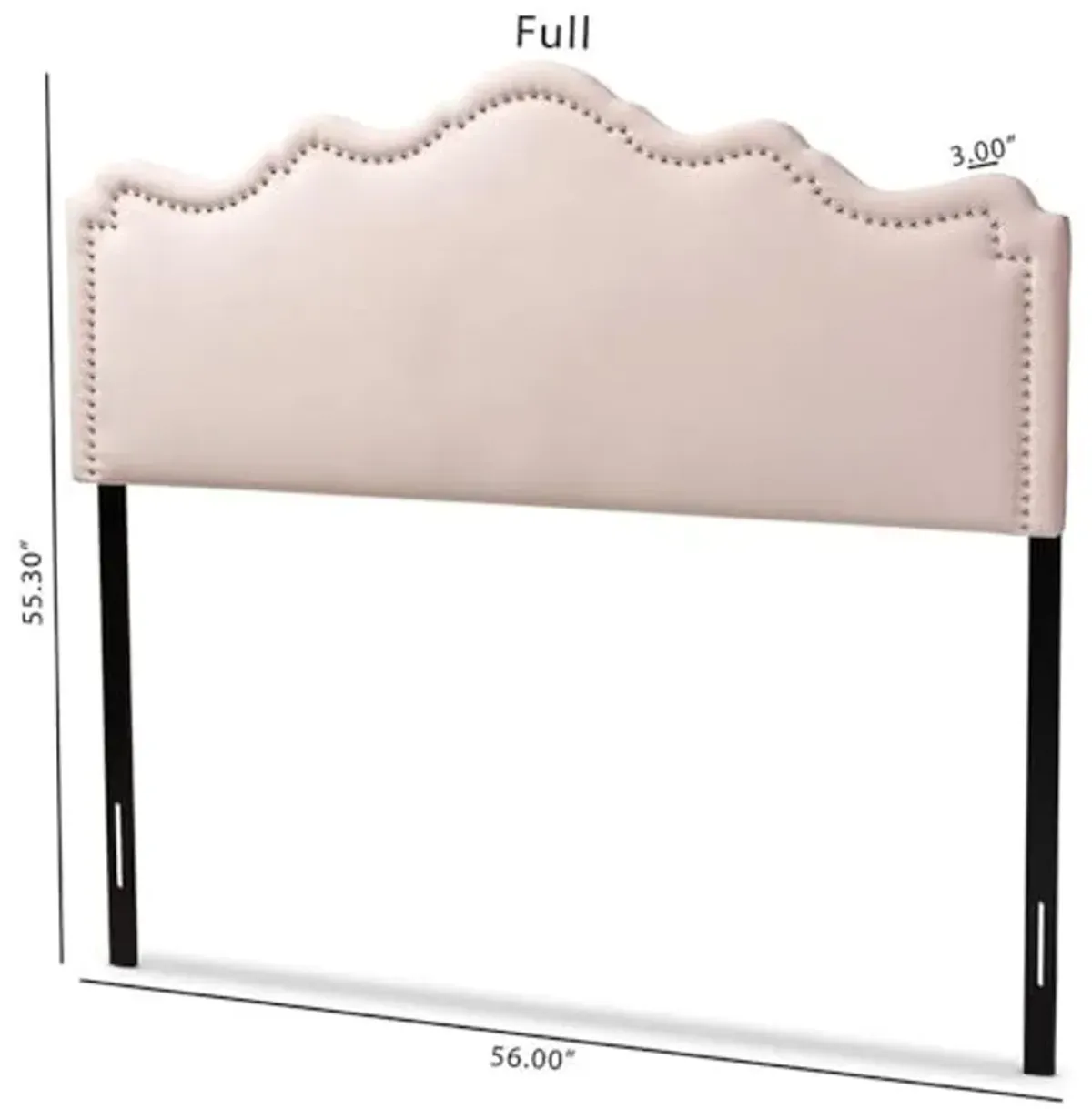 Baxton Studio Nadeen Modern and Contemporary Light Pink Velvet Fabric Upholstered Full Size Headboard