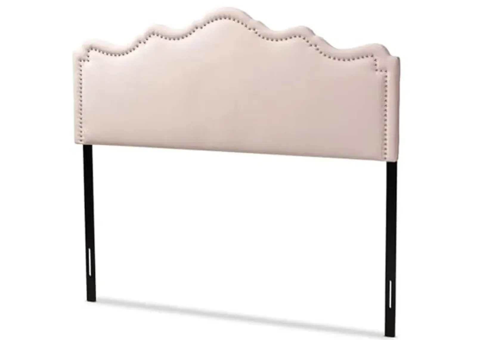 Baxton Studio Nadeen Modern and Contemporary Light Pink Velvet Fabric Upholstered Full Size Headboard