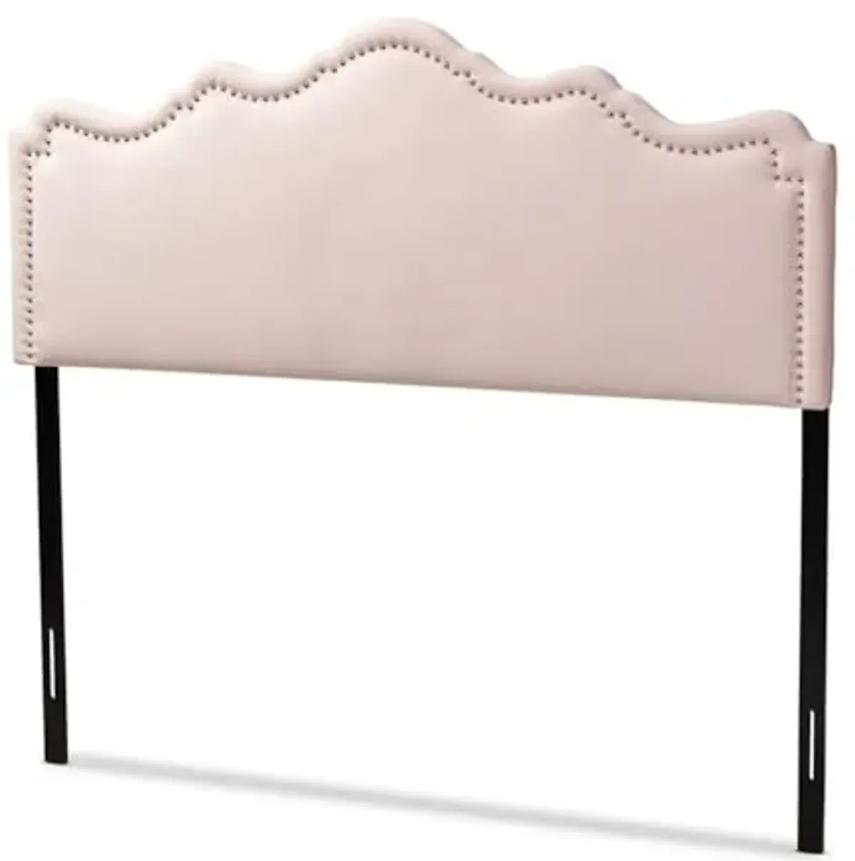 Baxton Studio Nadeen Modern and Contemporary Light Pink Velvet Fabric Upholstered Full Size Headboard