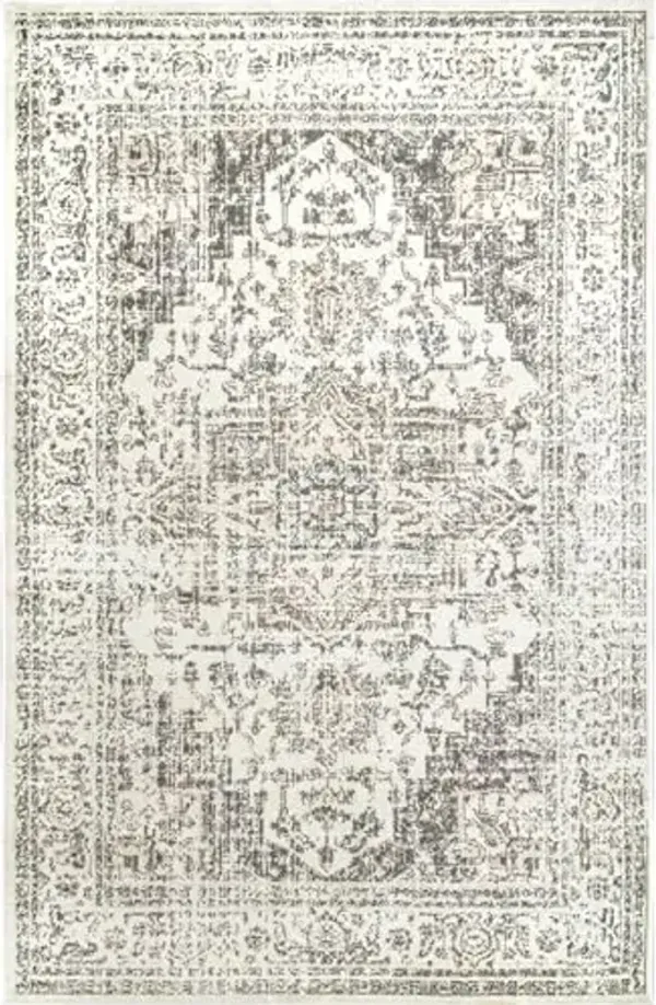 Nuloom Tanith Cream/Grey, 4' x 6', Vintage Medallion, Soft and Cozy, High Traffic, Stain Resistant, Easy Clean, Durable Area Rug for Bedroom, Living Room, Dining Space, Den, Foyer, Entryway