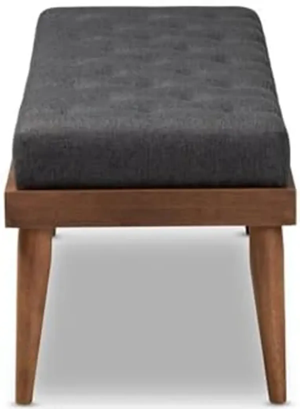 Baxton Studio Linus Mid-Century Upholstered Tufted Wood Bench in Dark Gray