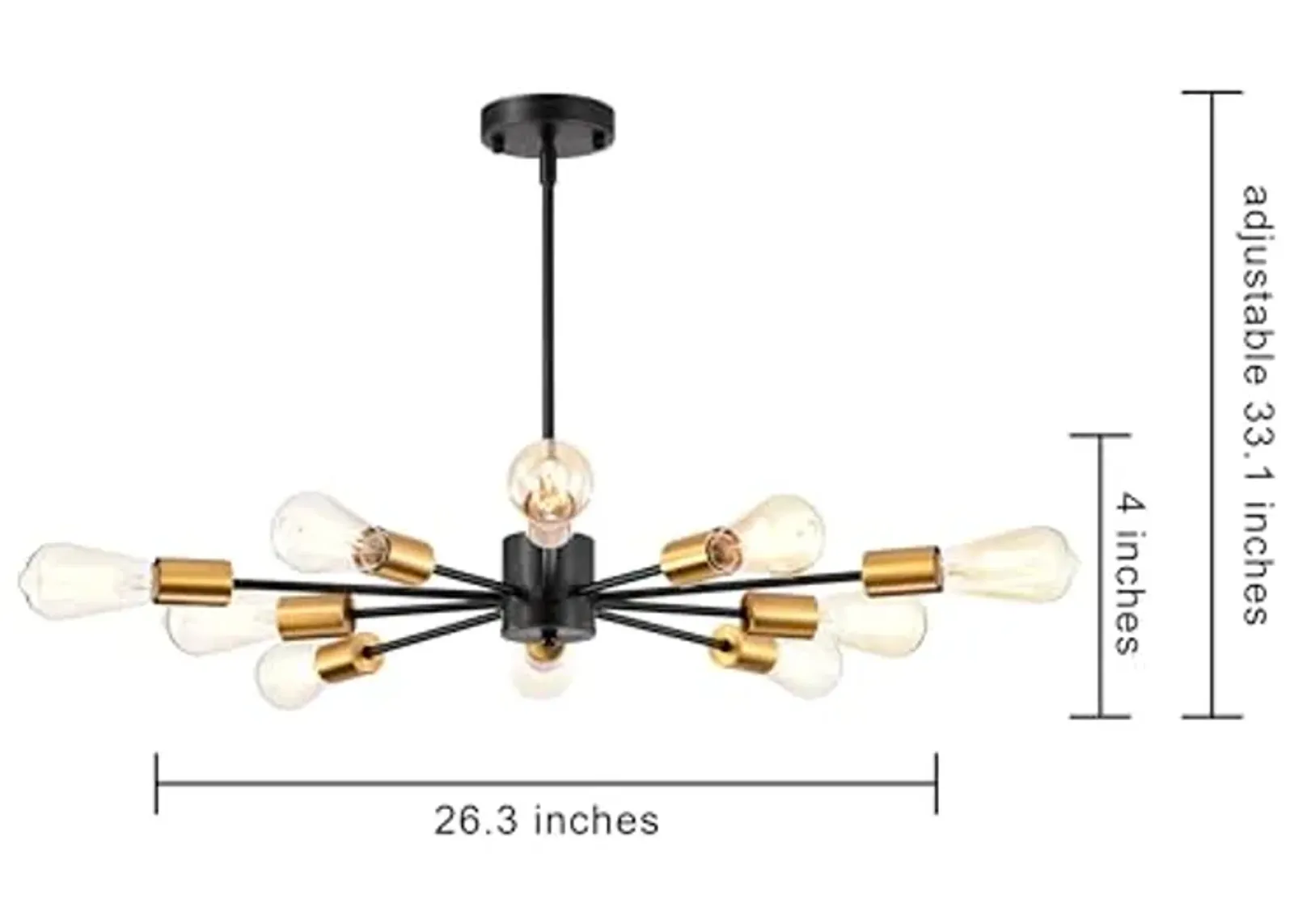 The Lighting Store Lorena Antique Black and Metallic Gold Sputnik 10-Light Chandelier