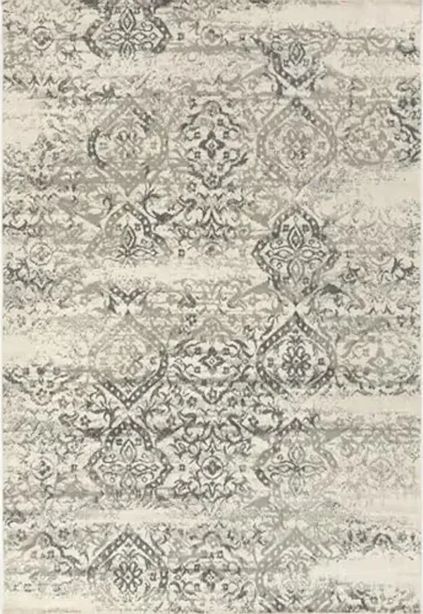 Nuloom Freja Grey/Cream, 8' x 10', Distressed Floral, Soft and Cozy, High Traffic, Stain Resistant, Easy Clean, Durable Area Rug for Bedroom, Living Room, Dining Space, Den, Foyer, Entryway