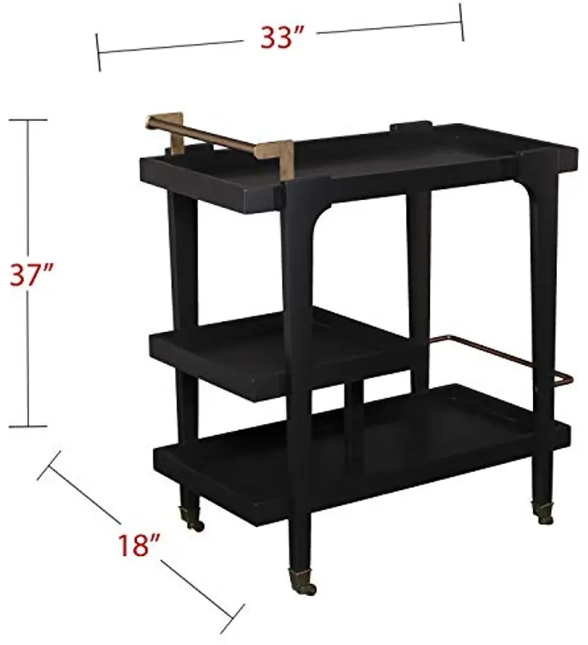 Holly & Martin Zhori Midcentury Modern Bar Cart, Black