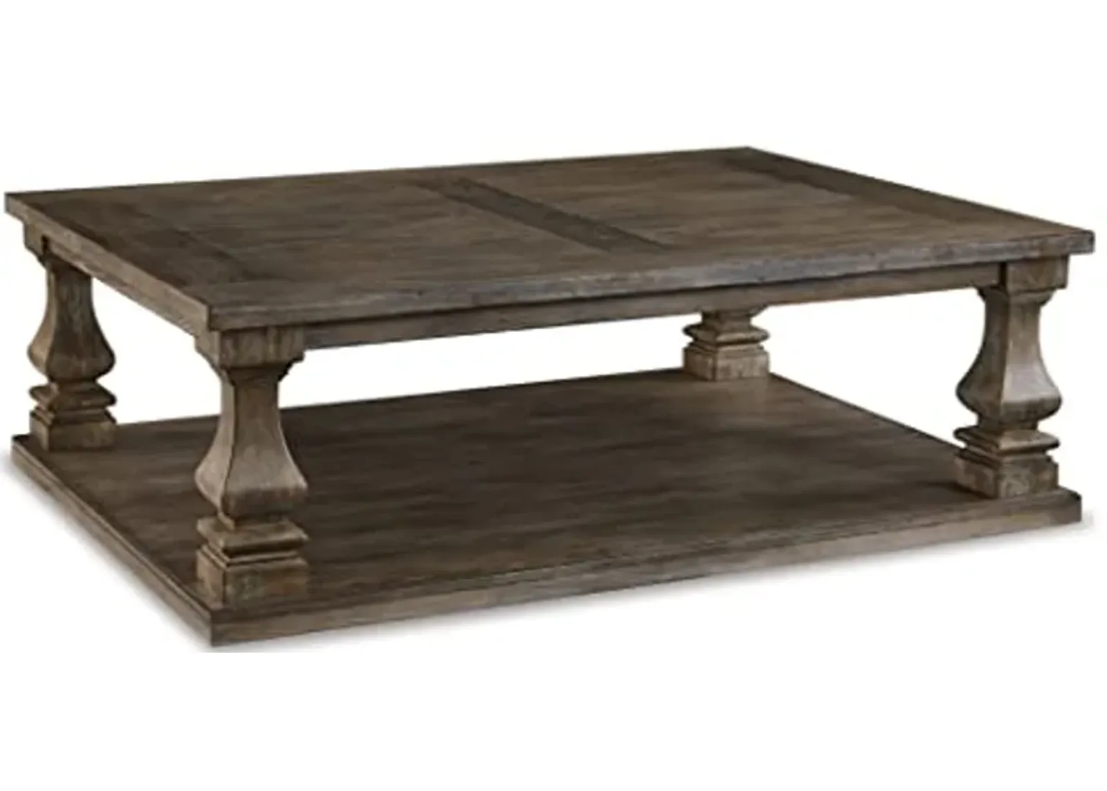 Signature Design by Ashley Johnelle Farmhouse Coffee Table with Weathered Gray Finish, Gray