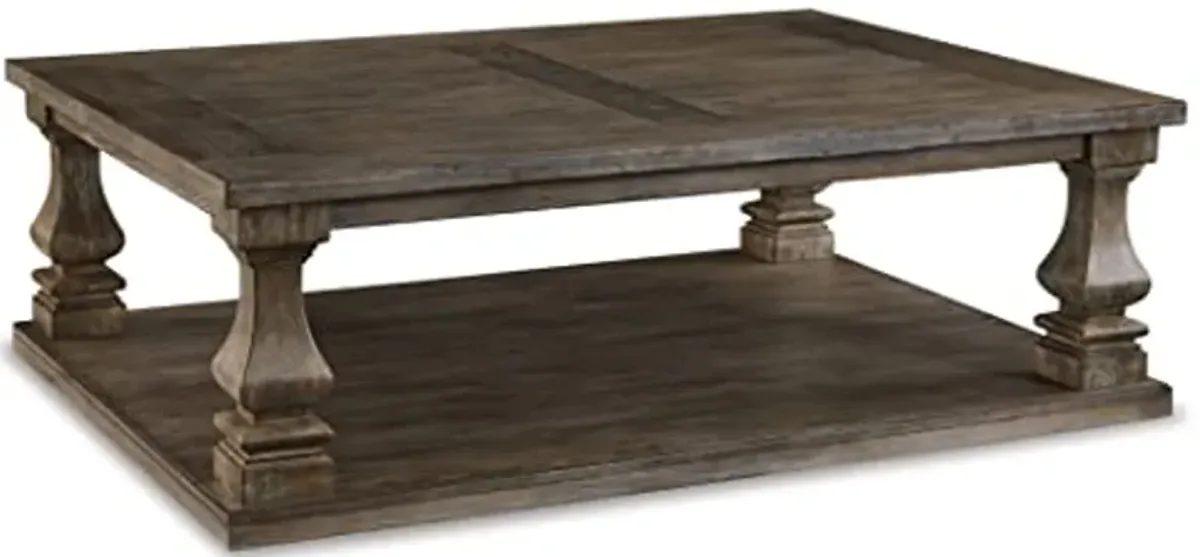 Signature Design by Ashley Johnelle Farmhouse Coffee Table with Weathered Gray Finish, Gray