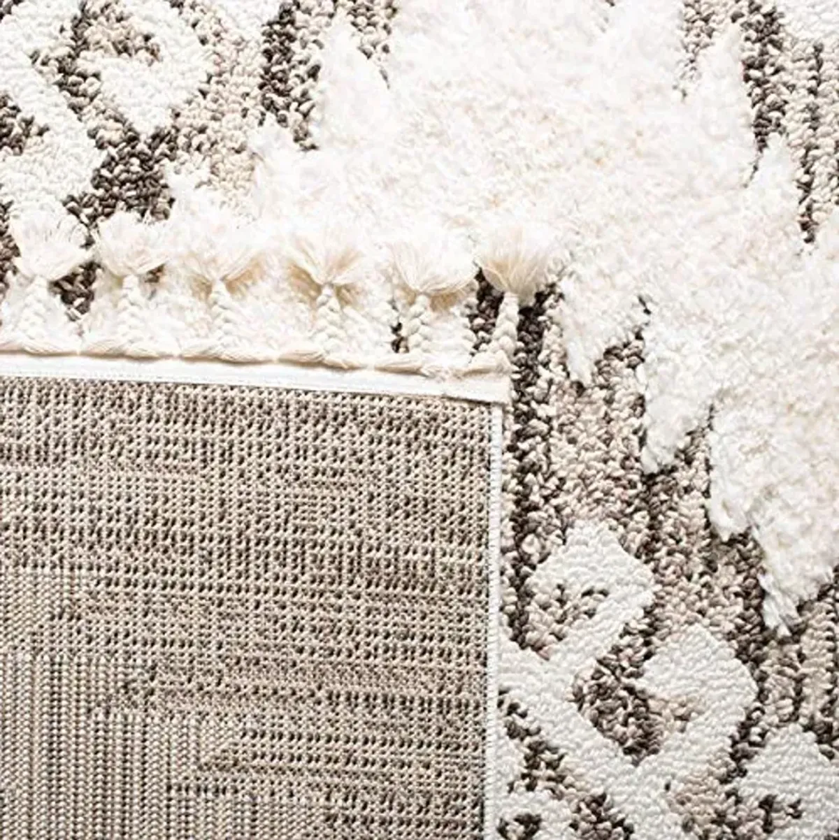 SAFAVIEH Moroccan Tassel Shag Collection Runner Rug - 2'3" x 8', Ivory & Brown, Boho Design, Non-Shedding & Easy Care, 2-inch Thick Ideal for High Traffic Areas in Living Room, Bedroom (MTS652A)