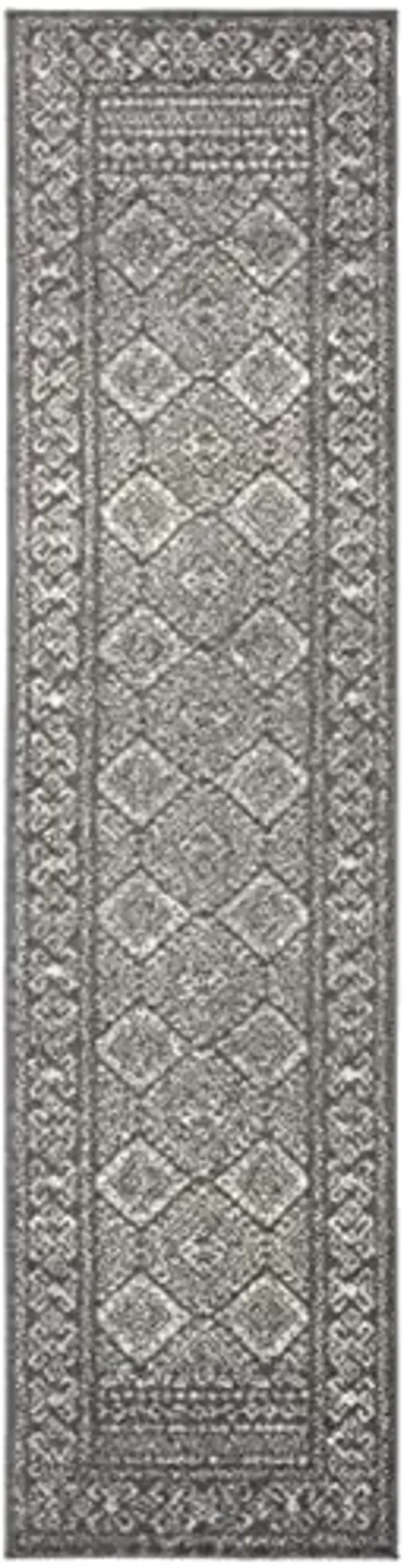 SAFAVIEH Tulum Collection Runner Rug - 2' x 8', Dark Grey & Ivory, Moroccan Boho Distressed Design, Non-Shedding & Easy Care, Ideal for High Traffic Areas in Living Room, Bedroom (TUL264F)