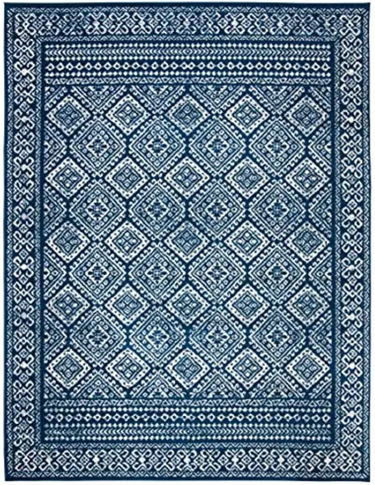 SAFAVIEH Area Rug 8x10 - Tulum Collection - Large - Navy & Ivory, Moroccan Boho Distressed Design, Non-Shedding & Easy to Clean, Ideal for Living Room, Bedroom, Dining Space (TUL264N)