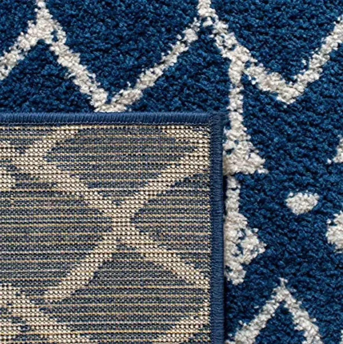 SAFAVIEH Tulum Collection Runner Rug - 2' x 8', Navy & Ivory, Moroccan Boho Distressed Design, Non-Shedding & Easy Care, Ideal for High Traffic Areas in Living Room, Bedroom (TUL270N)