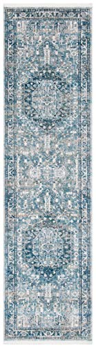 Safavieh Victoria Collection 2'2" x 10' Blue/Grey VIC933F Vintage Traditional Distressed Runner Rug