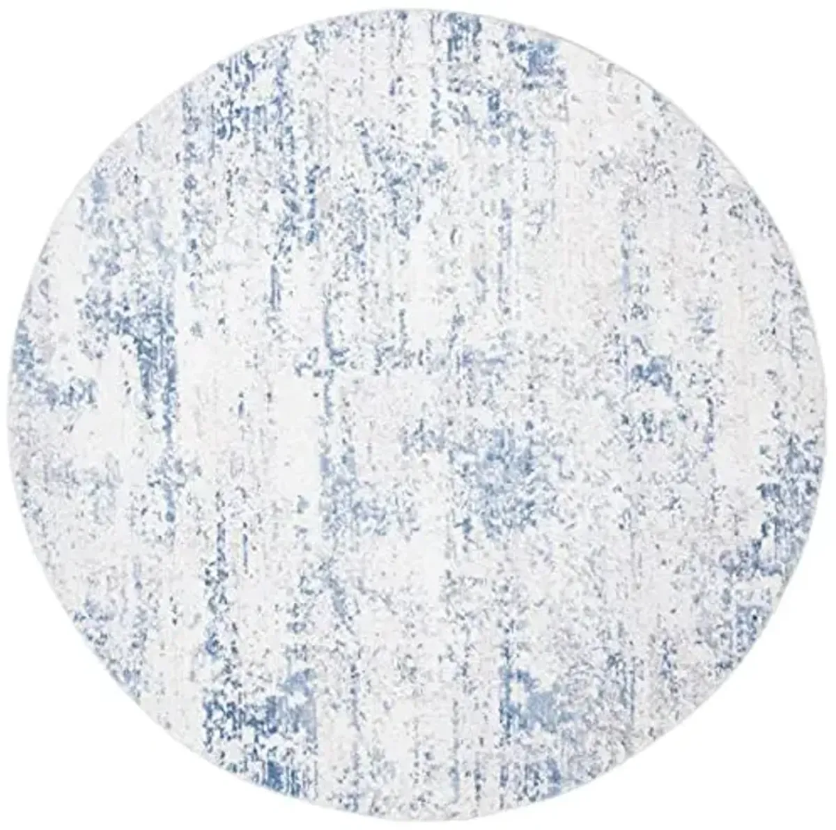 SAFAVIEH Amelia Collection Area Rug - 5' Round, Ivory & Blue, Modern Abstract Design, Non-Shedding & Easy Care, Ideal for High Traffic Areas in Living Room, Bedroom (ALA700A)