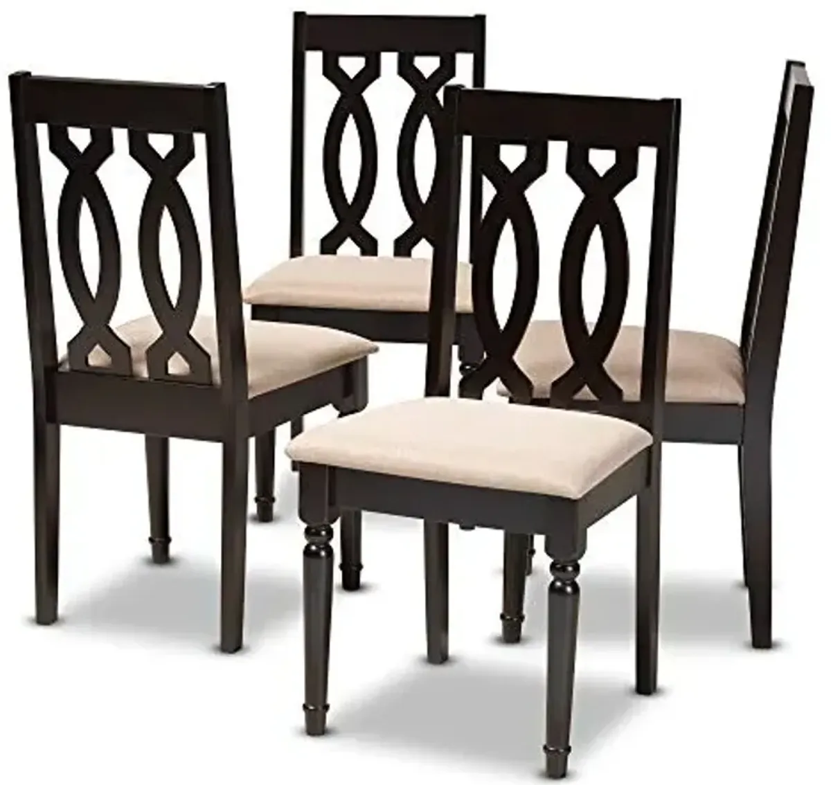 Baxton Studio Cherese Dining Chair and Dining Chair Sand Fabric Upholstered Espresso Brown Finished Wood Dining Chair