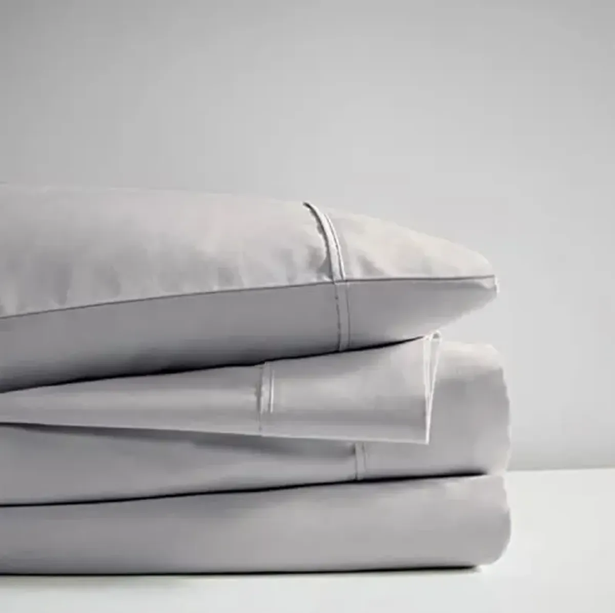 Beautyrest BR 600 TC Cooling Cotton Blend Solid Sheet 16 Inch Deep Pocket, All Season, Soft Bedding-Set, Matching Pillow Case, Cal King, Grey 4 Piece (BR20-0997)