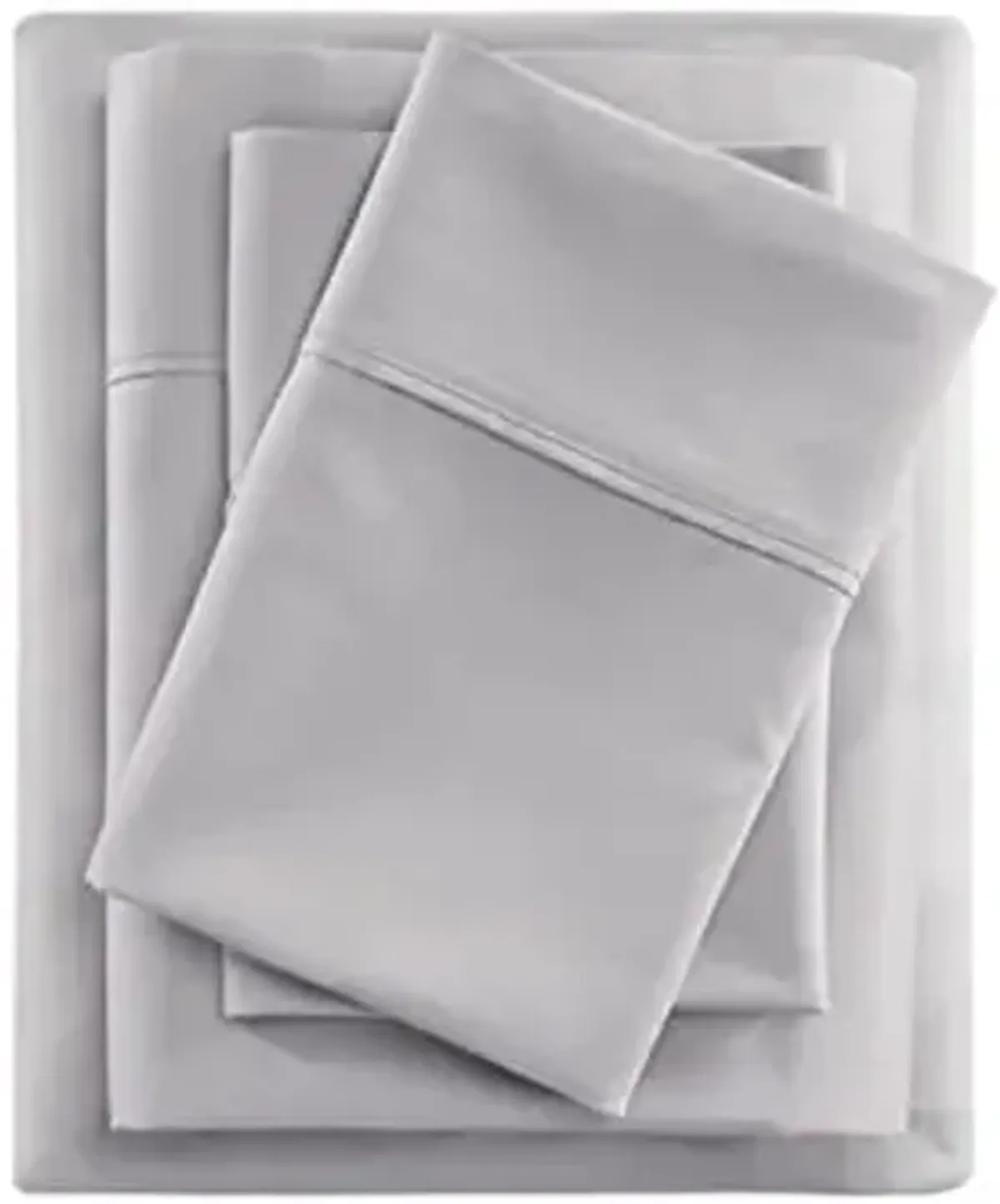 Beautyrest BR 600 TC Cooling Cotton Blend Solid Sheet 16 Inch Deep Pocket, All Season, Soft Bedding-Set, Matching Pillow Case, Cal King, Grey 4 Piece (BR20-0997)
