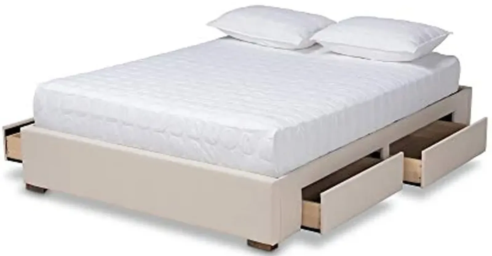 Baxton Studio Bed Frame, King, Beige