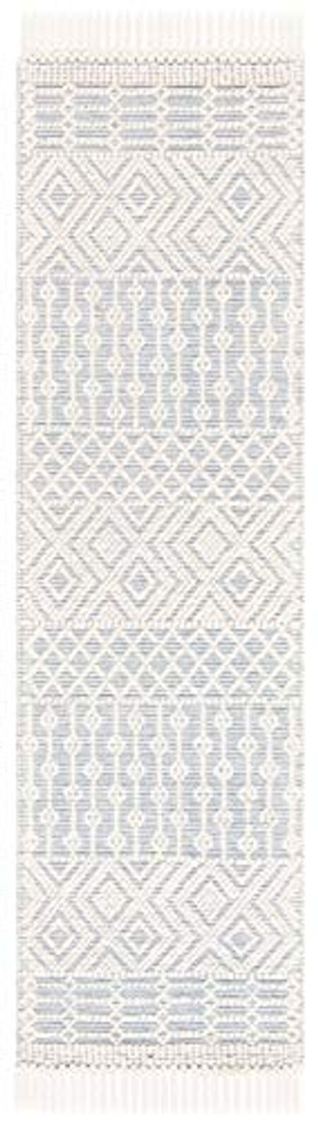 SAFAVIEH Natura Collection 2'3" x 8' Ivory/Grey NAT852A Handmade Moroccan Boho Fringe Wool Runner Rug